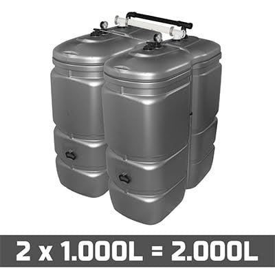 Mazouttank Kunststof: 2 x 1000l (= 2000l) UV-PROOF - gekoppeld breedte
