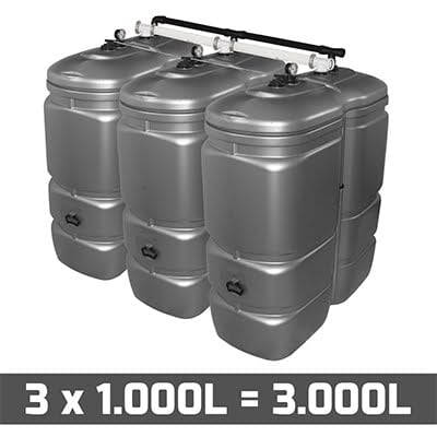 Mazouttank Kunststof: 3 x 1000l (= 3000l) UV-PROOF - gekoppeld breedte