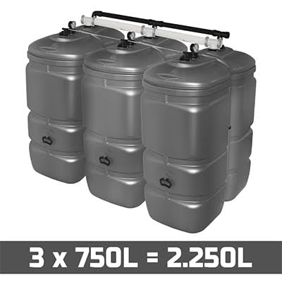 Mazouttank Kunststof: 3 x 750l (= 2250l) UV-PROOF - gekoppeld breedte