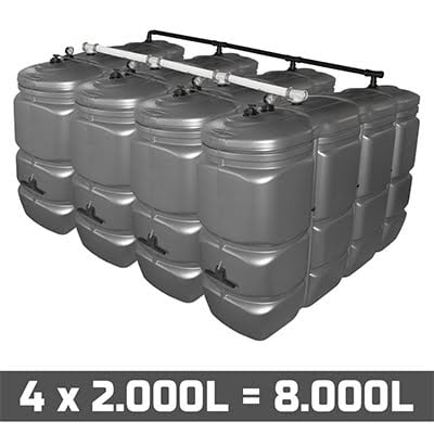 Mazouttank Kunststof: 4 x 2000l (= 8000l) UV-PROOF - gekoppeld breedte