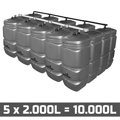 Mazouttank Kunststof: 5 x 2000l (= 10.000l) UV-PROOF - gekoppeld breedte