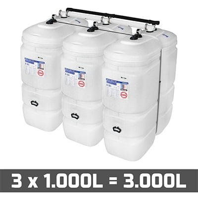 Mazouttanks PE: 3 x 1000l (= 3000l) compact - gekoppeld breedte