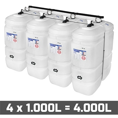 Mazouttanks PE: 4 x 1000l (= 4000l) compact - gekoppeld breedte