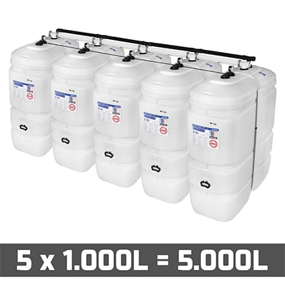 Mazouttanks PE: 5 x 1000l (= 5000l) compact - gekoppeld breedte