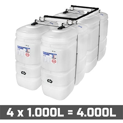 Mazouttanks PE: 4 x 1000l (= 4000l) compact - gekoppeld rechthoek