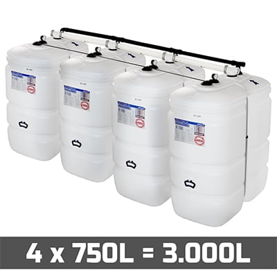 Mazouttanks PE: 4 x 750l (= 3000l) compact - gekoppeld breedte