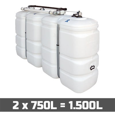 Mazouttanks PE: 2 x 750l (= 1500l) compact - gekoppeld lengte