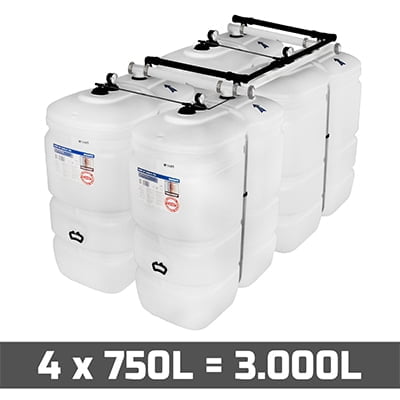 Mazouttanks PE: 4 x 750l (= 3000l) compact - gekoppeld rechthoek