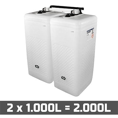 Mazouttanks PE: 2 x 1000l (= 2000l) speciaal - gekoppeld breedte