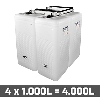 Mazouttanks PE: 4 x 1000l (= 4000l) speciaal - gekoppeld rechthoek