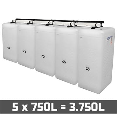Mazouttanks PE: 5 x 750l (= 3750l) speciaal - gekoppeld breedte