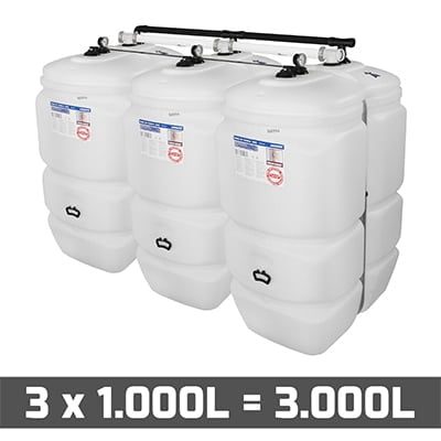Mazouttanks PE: 3 x 1000l (= 3000l) standaard - gekoppeld breedte
