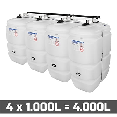 Mazouttanks PE: 4 x 1000l (= 4000l) standaard - gekoppeld breedte