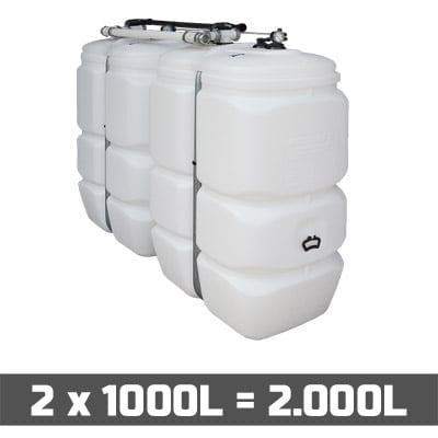Mazouttanks PE: 2 x 1000l (= 2000l) standaard - gekoppeld lengte