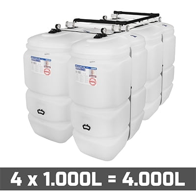 Mazouttanks PE: 4 x 1000l (= 4000l) standaard - gekoppeld rechthoek