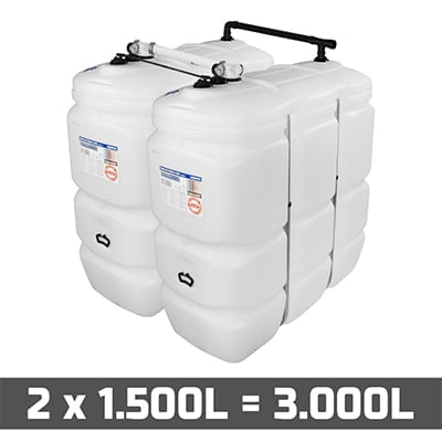 Mazouttanks PE: 2 x 1500l (= 3000l) standaard - gekoppeld breedte