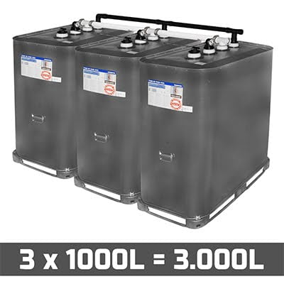 Mazouttanks verzinkt: 3 x 1000l (= 3000l) - gekoppeld breedte
