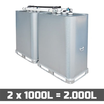 Mazouttanks verzinkt: 2 x 1000l (= 2000l) - gekoppeld lengte