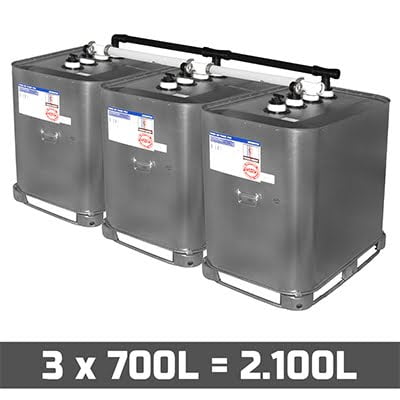 Mazouttanks verzinkt: 3 x 700l (= 2100l) - gekoppeld breedte