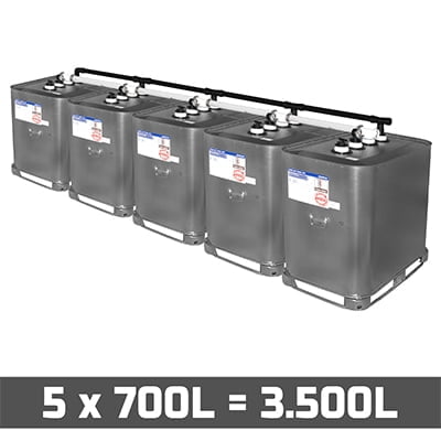 Mazouttanks verzinkt: 5 x 700l (= 3500l) - gekoppeld breedte