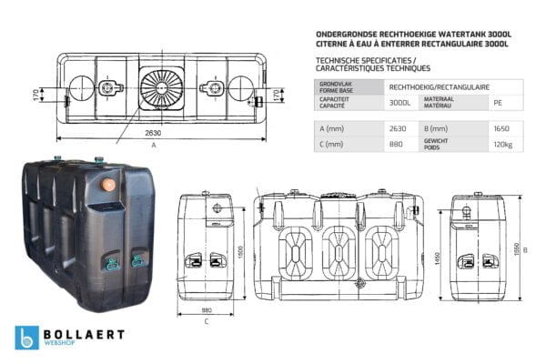 ondergrondse-rechthoekige-regenput-in-kunststof-3000-liter-technische-tekening-en-afmeting