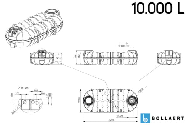 platte-kunststof-regenwaterput-10000-liter-technische-tekening-met-afmeting