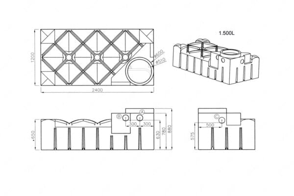 regenwaterput-1500-liter-kunststof-technische-tekening-met-afmeting