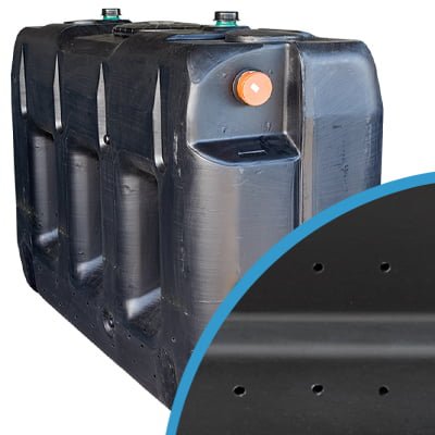 Ondergrondse rechthoekige sterfput in kunststof van 3000 liter