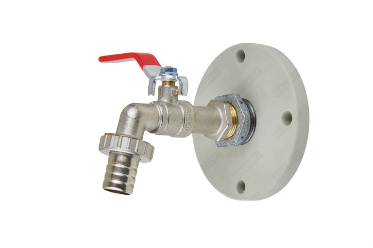 Kraan 3/4" + Kunststof flens (enkel voor rechthoekige watertanks 750 - 3000 liter)