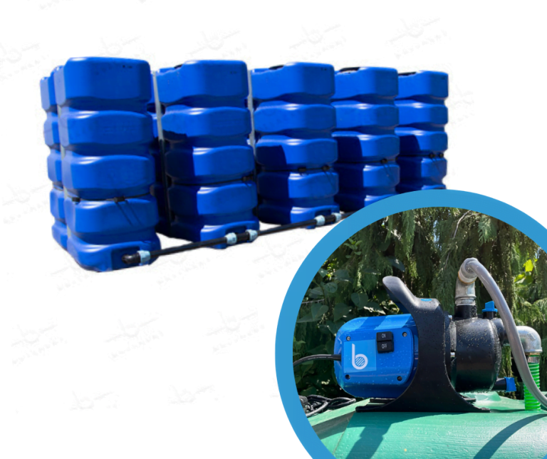 5 gekoppelde tanks van 2400 L -  Met pomp - Geschikt voor Drinkbaar Water
